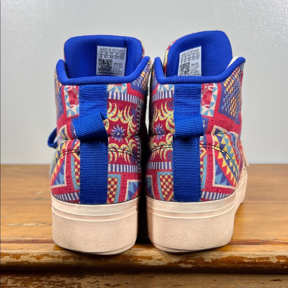 Adidas Women's Multicolor Patchwork High-Top Sneakers with Blue Trim - Picture 3 of 8